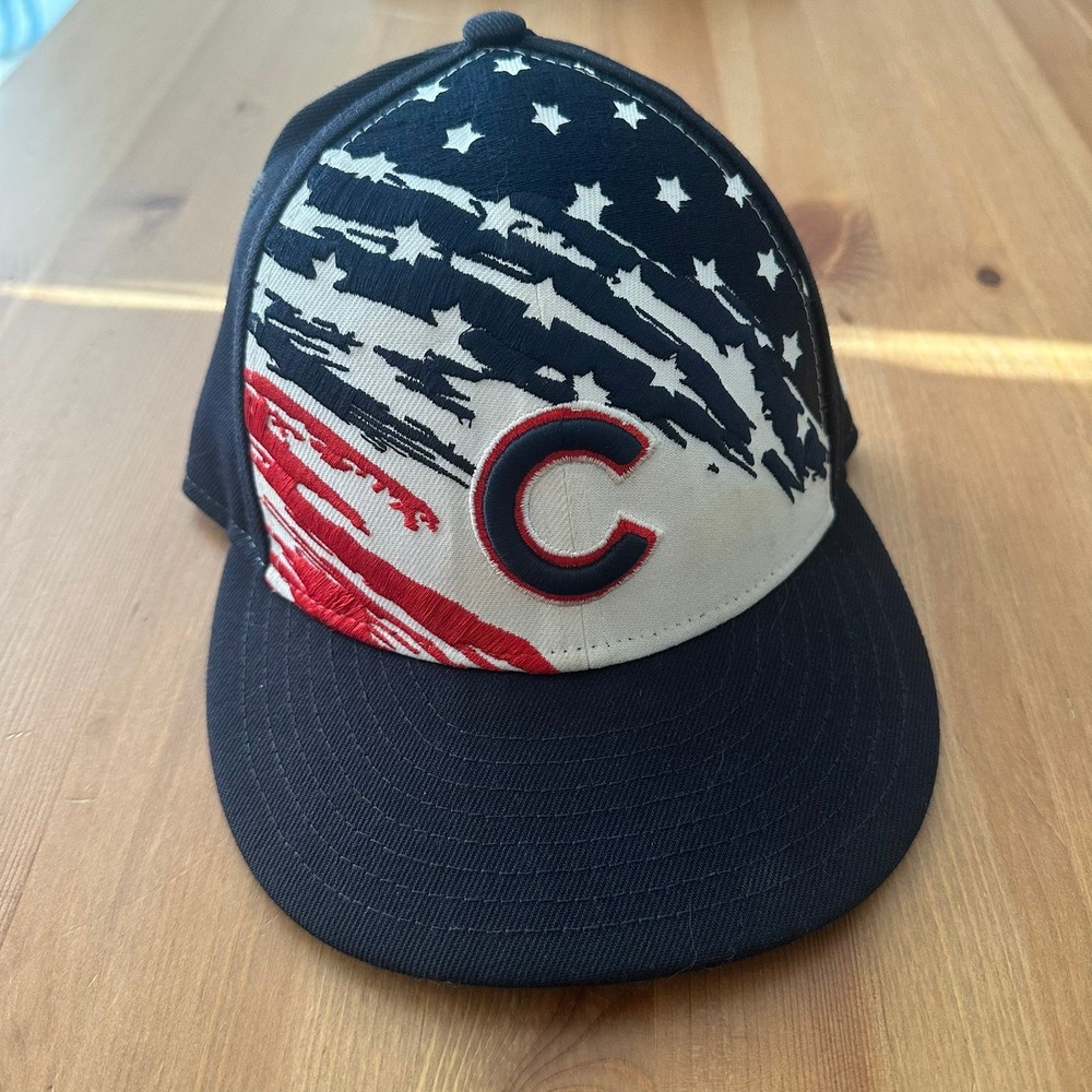 New Era Chicago Cubs MLB Stars and Stripes 59FIFTY Fitted Hat 6 7/8 Navy Blue